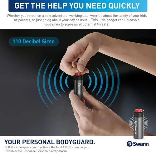 Miniatura 5 de Swann ActiveResponse - Alarma de seguridad personal móvil, sirena de emergencia de 110 dB con alertas SMS y conectividad móvil, batería de larga