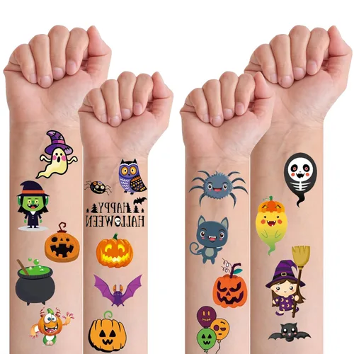 xutengy 208 tatuajes temporales de cicatriz de Halloween para niños, surtido de golosinas o trucos de Halloween, calcomanías de tatuaje falso para