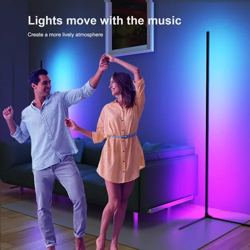 Miniatura 5 de Lámpara de pie de esquina Pirvlin, lámpara de pie LED RGB inteligente de 152 cm con aplicación y control remoto, LED de alta luminosidad, 16