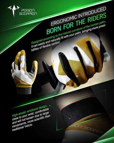 Miniatura 4 de POISON SCORPION Guantes de motocicleta para hombre, guantes de motocross para mujer, deportes al aire libre, dedo completo, amarillo, M