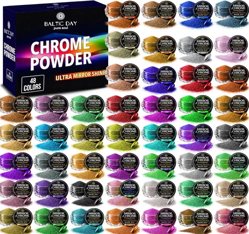 Miniatura 13 de Pigmento cromado y metálico de alta calidad – 10 colores espejo cromado y polvo de mica holográfica para arte de resina, epoxi, vasos, posavasos