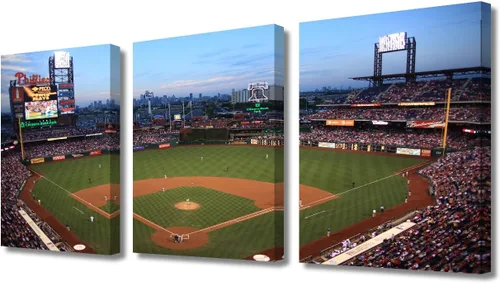 Miniatura 52 de TUMOVO American Sports - Decoración de pared Wrigley Stadium, 3 piezas, arte de pared de estadio de béisbol, cuadros para decoración del hogar