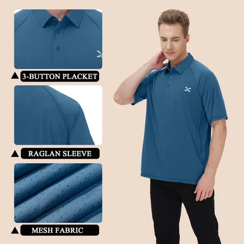 Miniatura 5 de MOHEEN Mens Short Sleeve Polo Shirt Lightweight Moisture Wicking Performance Golf Shirts Solid