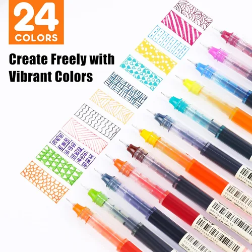 Miniatura 3 de Bolígrafos de Gel RIANCY con Tinta Líquida, Punta Extra Fina de 0.5mm, 24 Piezas de Colores Surtidos, Escritura Suave Sin Manchas Ni