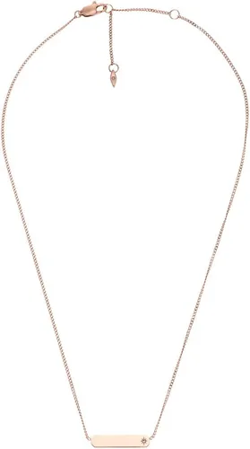Miniatura 2 de Fossil - Collar de cadena con dije de acero inoxidable grabado y enchapado para mujer
