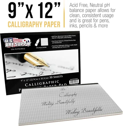Miniatura 7 de U.S. Art Supply Juego de 35 bolígrafos de caligrafía de escritura con bloc de papel de práctica caligráfica de 9 x 12 pulgadas, 2 paquetes y 2