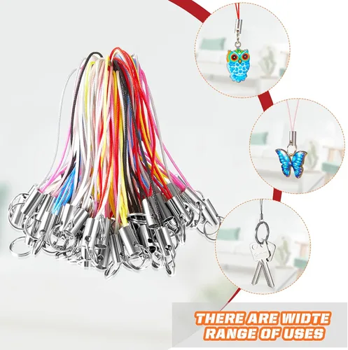Miniatura 7 de Frienda Lariat - Juego de 200 piezas de correas para teléfono, correa de anillo dividido para teléfono celular, cadena de llavero, cierre colgante