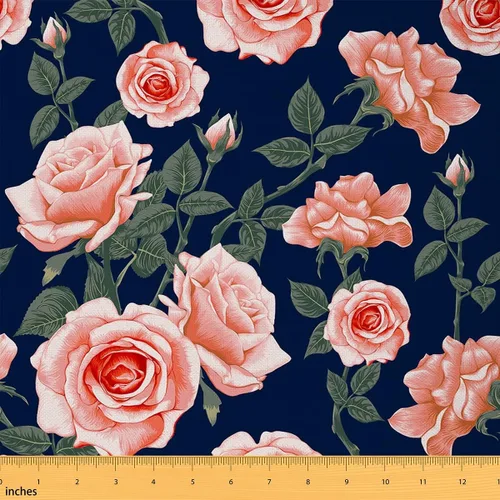Miniatura 26 de The Yard - Tela floral vintage de copos de nieve de ciervo, oso de ciervo, para niños, adolescentes, estilo granja, animales salvajes, plantas Azul