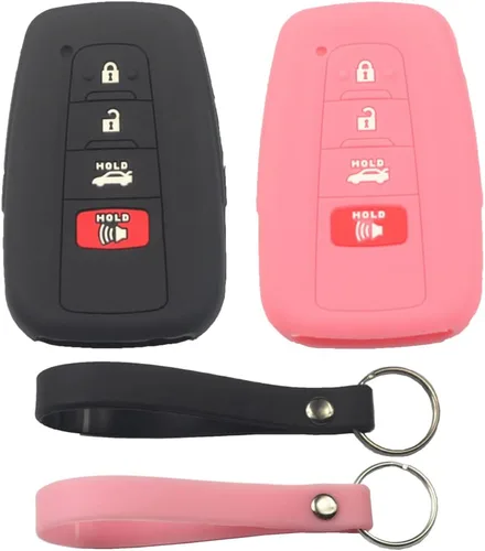 Miniatura 12 de 2 fundas de silicona de goma con 4 botones para llavero inteligente, sin llave, compatible con Toyota Corolla Highlander Camry Rav4 2019 2020 2021