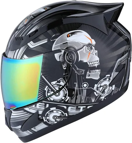Miniatura 23 de 1Storm - Casco de cabeza completa para motocicleta, diseño de calavera mecánica HJDJ11