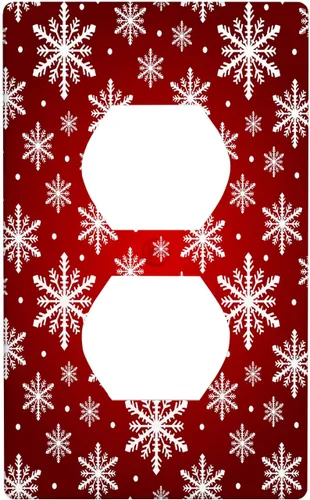 Cubierta de interruptor de luz dúplex de 1 banda, cubierta decorativa de Navidad con copos de nieve rojos, placa frontal decorativa para cocina,