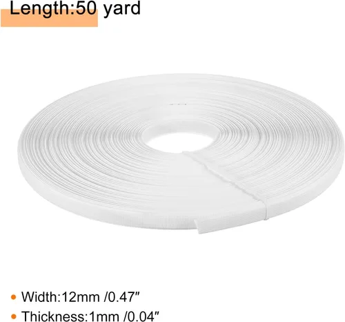 Miniatura 2 de uxcell Deshuesado para coser, 1 pieza de 50 yardas y 0.472 in – corsé de poliéster de alta densidad para vestido de novia, vestido de novia (blanco)