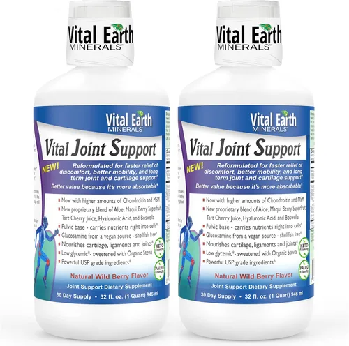 Vital Earth Suplemento líquido de apoyo para las articulaciones, paquete de 2 – Glucosamina, condroitina, MSM Plus ácido hialurónico, boswellia y