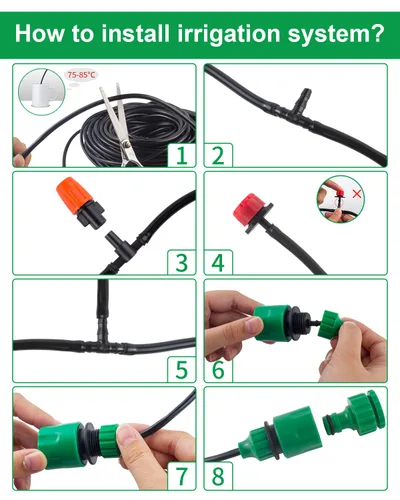 Miniatura 3 de Sistema automático de riego por goteo de 50 pies para jardín, kit de micro riego de 1/4 pulgadas con boquilla de nebulización ajustable y goteros