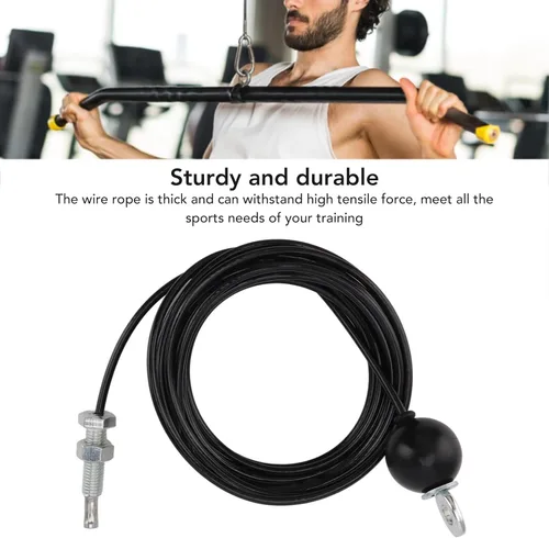 Miniatura 2 de Sistema de polea de fitness resistente, cable ajustable, cuerda de alambre de acero, gimnasio, ejercicio en casa, color negro