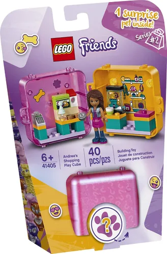 Miniatura 4 de LEGO Friends Andrea's Shopping Play Cube 41405 Kit de construcción, incluye una mini muñeca y una mascota de juguete, promueve el juego creativo