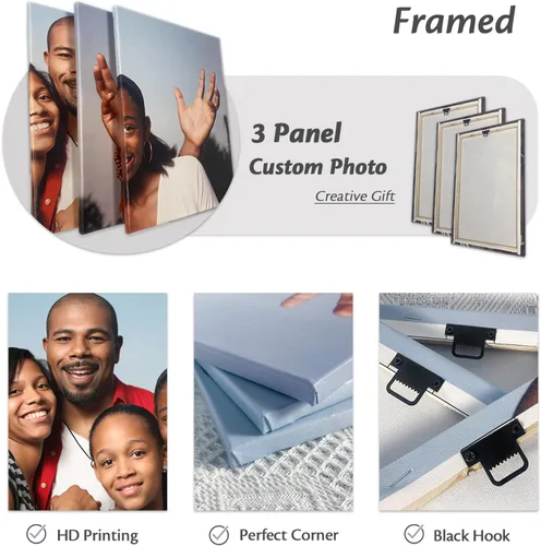 Miniatura 5 de CCWACPP Arte personalizado en lienzo con 3 fotos de retratos familiares de perros para boda, impresiones en lienzo, póster personalizado, decoración