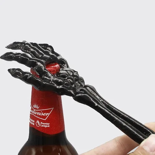 Miniatura 2 de Paquete de 2 abridores de botellas de mano de esqueleto, abridor de botellas de hierro fundido para cerveza, bebidas, refrescos