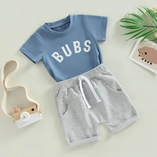 Miniatura 73 de Conjunto de ropa casual de manga corta con botones y pantalones cortos de lino para bebés y niños pequeños