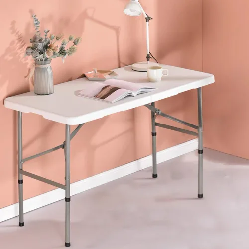 Miniatura 8 de Mesa plegable de plástico resistente de 4 pies, mesa de campamento plegable portátil, mesa de picnic, mesa de juego con asa, para 48 pulgadas