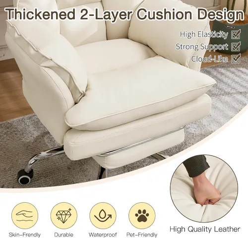Miniatura 7 de Cloud - Silla de oficina con patas cruzadas con reposapiés, silla ergonómica ejecutiva grande y alta, reposabrazos abatibles para mascotas, silla