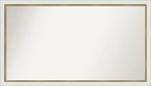 Miniatura 143 de Amanti Art Espejo de baño blanco para sobre el fregadero, 30 x 35 pulgadas, espejo de tocador rectangular estrecho de Eva de oro blanco, marco
