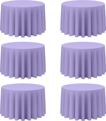 Miniatura 89 de BRILLMAX Paquete de 4 manteles redondos color azul rey de 132 pulgadas, tela de lino de poliéster lavable a granel, para bodas, recepciones, Azul