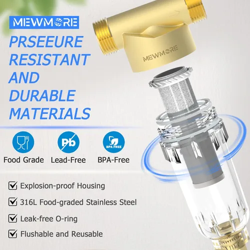 Miniatura 4 de WHC40 Filtro de sedimentos, filtro de agua reutilizable de centrifugado de sedimentos de 40 y 100 y 200 micras, filtro de agua para toda la casa