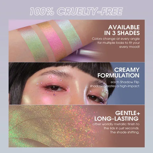 Miniatura 4 de Sombra de Ojos Líquida Metálica Camaleón, Looks de Ojos Multidimensionales, Sombras de Ojos Multicromo con Purpurina Holográfica de Larga Duración