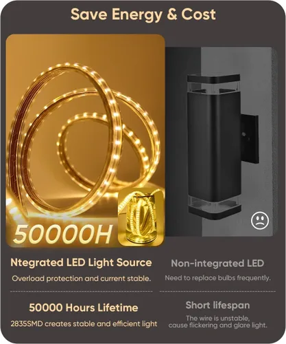 Miniatura 3 de Aipsun Aplique de pared negro para exteriores, 3000 K, 4000 K, 6000 K, 23.6 pulgadas, luz exterior moderna de 23.6 pulgadas, 1 paquete, luz de pared