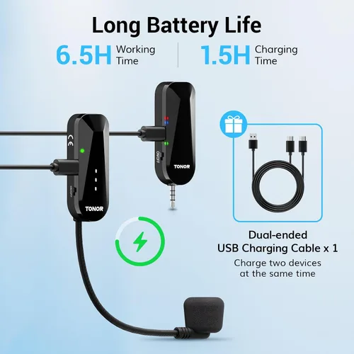 Miniatura 5 de TONOR - Auriculares inalámbricos con micrófono, sistema de auriculares con micrófono UHF, micrófono de mano y de cabeza 2 en 1, micrófono de oreja