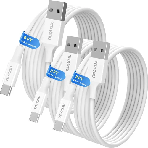 Miniatura 25 de Cable USB A a USB C de 6 pies, cable de carga rápida de 60 W compatible con iPhone 17/17 Pro Max/16/16e/16 Plus/15 Pro Max, Samsung Galaxy Blanco