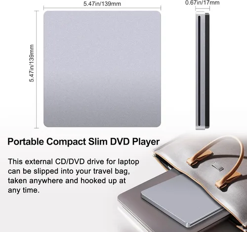 Miniatura 5 de Unidad de CD externa para Mac: USB C reproductor de grabadora de DVD SuperDrive para portátil Windows Apple Plug & Play Copia de seguridad de datos