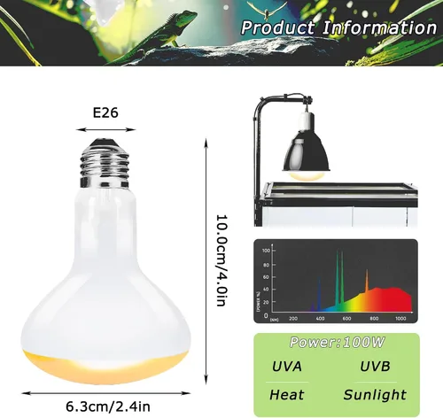 Miniatura 2 de Bombillas UVA de 60 W para lámpara de calor para reptiles, luz de punto de sol para dragón barbudo, lagarto, tortuga, pollitos y anfibios, luz solar