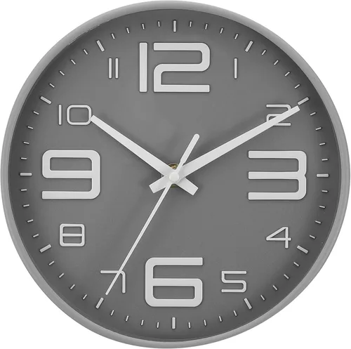 Miniatura 8 de PATIKIL Relojes de pared de cuarzo de 8 pulgadas, funciona con pilas, silenciosos, sin tictac, números 3D, relojes de pared redondos decorativos
