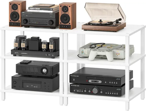 Miniatura 14 de Soporte para reproductor multimedia AV de 3 niveles, gabinete estéreo, gabinete estéreo moderno, estante de consola de juegos, soporte de TV