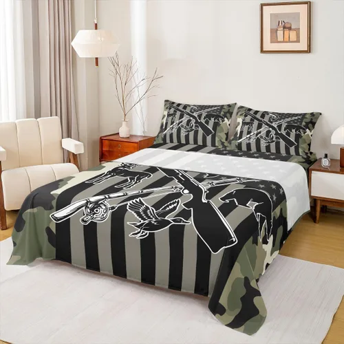Miniatura 33 de Rustic Lodge - Juego de sábanas tamaño individual con diseño de oso y alce, diseño de retazos, color rojo y negro, a cuadros, ropa de cama de Multi