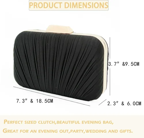 Miniatura 7 de Crbeqabe Bolsos de mano para mujer, bolso de noche plisado, bolso de mujer para boda, fiesta, baile de graduación con cadena desmontable