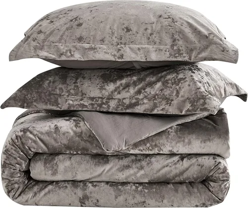 Miniatura 9 de Chezmoi Collection Lux - Juego de edredón de terciopelo gris peltre de 2 piezas, tamaño individual, juego de ropa de cama de terciopelo de felpa