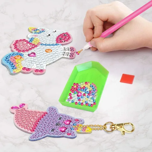 Miniatura 5 de Artes y manualidades para niños de 8 a 12 años – Haz tus propios llaveros GEM – Kit de pintura de diamantes 5D por números, para niñas de 3 a 5 4 a