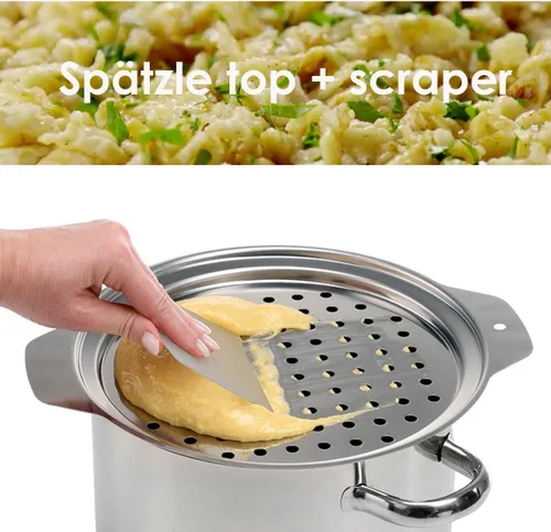 Miniatura 2 de Tapa de acero inoxidable con raspador para hacer fideos tradicionales alemanes, para hacer fideos, para hacer cacerola