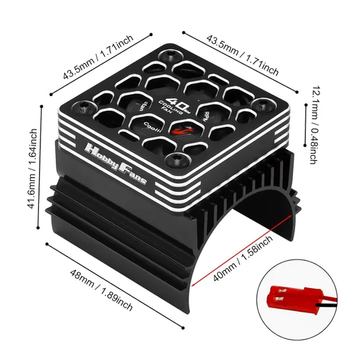 Miniatura 2 de Ventilador de refrigeración RC de 1.575 in con disipador de calor y cubierta de metal, ventilador de motor eléctrico RC con disipador de calor