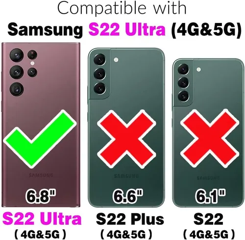 Miniatura 2 de Asuwish Funda de teléfono para Samsung Galaxy S22 Ultra 5G con protector de pantalla de vidrio templado y cubierta para celda, híbrida, resistente