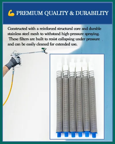 Miniatura 5 de Paquete de 6 filtros de pistola de pintura sin aire 218131 de 50 mallas azules, compatibles con pistolas de pulverización Graco SG2 y SG3