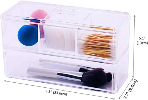Miniatura 2 de Almohadillas cuadradas de algodón acrílico, soporte para hisopos, organizador de hisopos de gasa, dispensador de Q-tip para almacenamiento