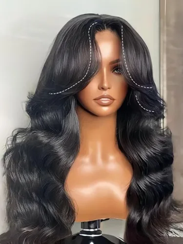 Miniatura 18 de UNICE Bye Bye Slip Peluca de Capas Emplumadas con Raya Lateral de Cabello Humano Sin Pegamento con Tiras de Silicona Seguras y Cordón Densidad 200%