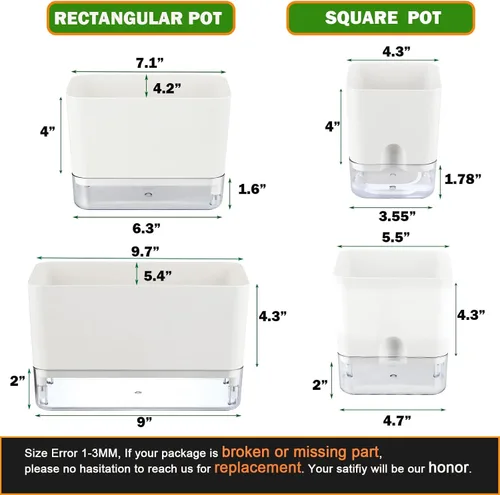 Miniatura 3 de Planterhoma Macetas de riego automático para plantas de interior de 4.3 pulgadas, 6 paquetes de macetas cuadradas de riego automático con orificio