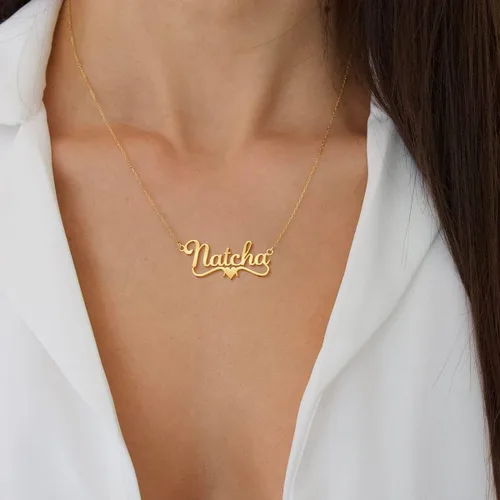 Miniatura 3 de Collar NovGarden con nombre, chapado en oro de 18 quilates, para pareja, dije con nombre, regalo para mujer y hombre