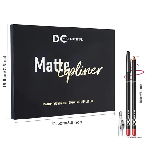Miniatura 8 de DC-BEAUTIFUL Juego de 18 delineadores de labios con 2 sacapuntas, delineadores de labios impermeables y suaves de primera calidad, delineadores