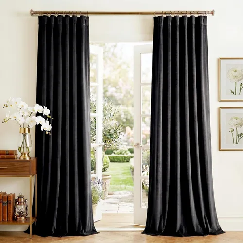 Miniatura 20 de NICETOWN Cortinas de terciopelo blanco marfil de 10 pies de largo para techos altos, cortinas extralargas con aislamiento térmico para ventanas